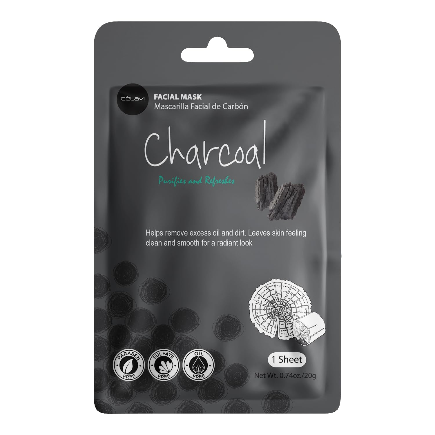 Celavi Essence Facial Face Mask Paper Sheet Korea Skin Care Moisturizing 12 Pack (Mix - 2 of Each) | Twelve Korean Essence Masks for Men, Two Each of Six Formulas. Charcoal, Tea Tree, Cucumber, Honey, Avocado, Pomegranate.