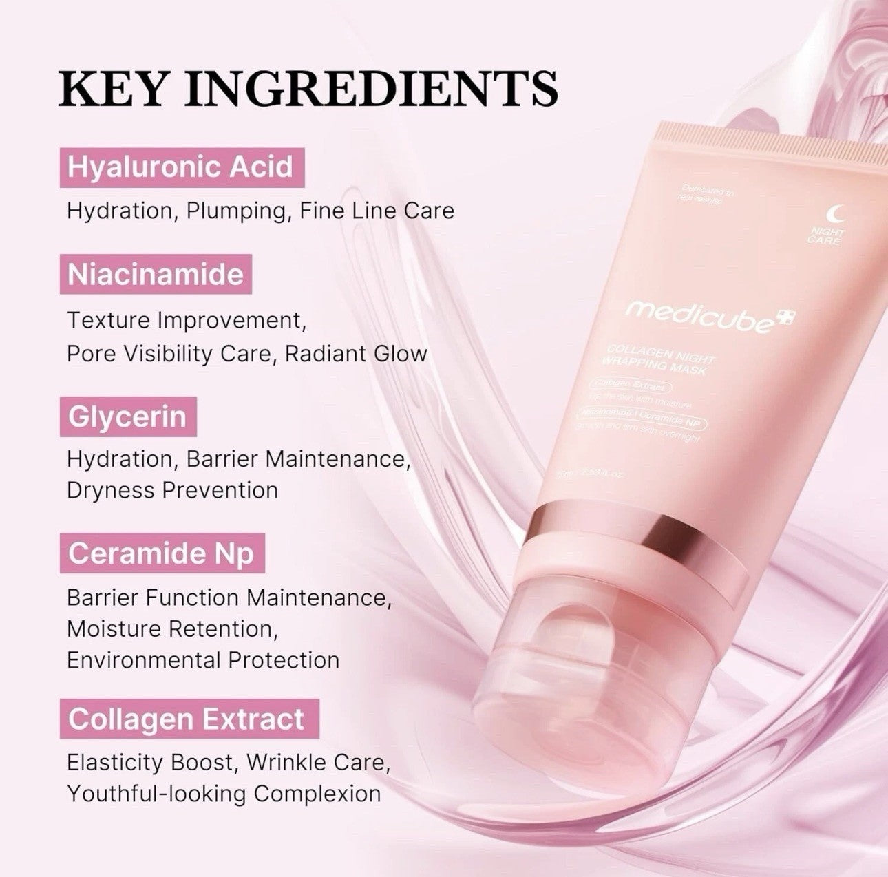 MEDICUBE Collagen Night Wrapping Mask 2.53 Fl Oz + Silicone Brush | Exp:2028