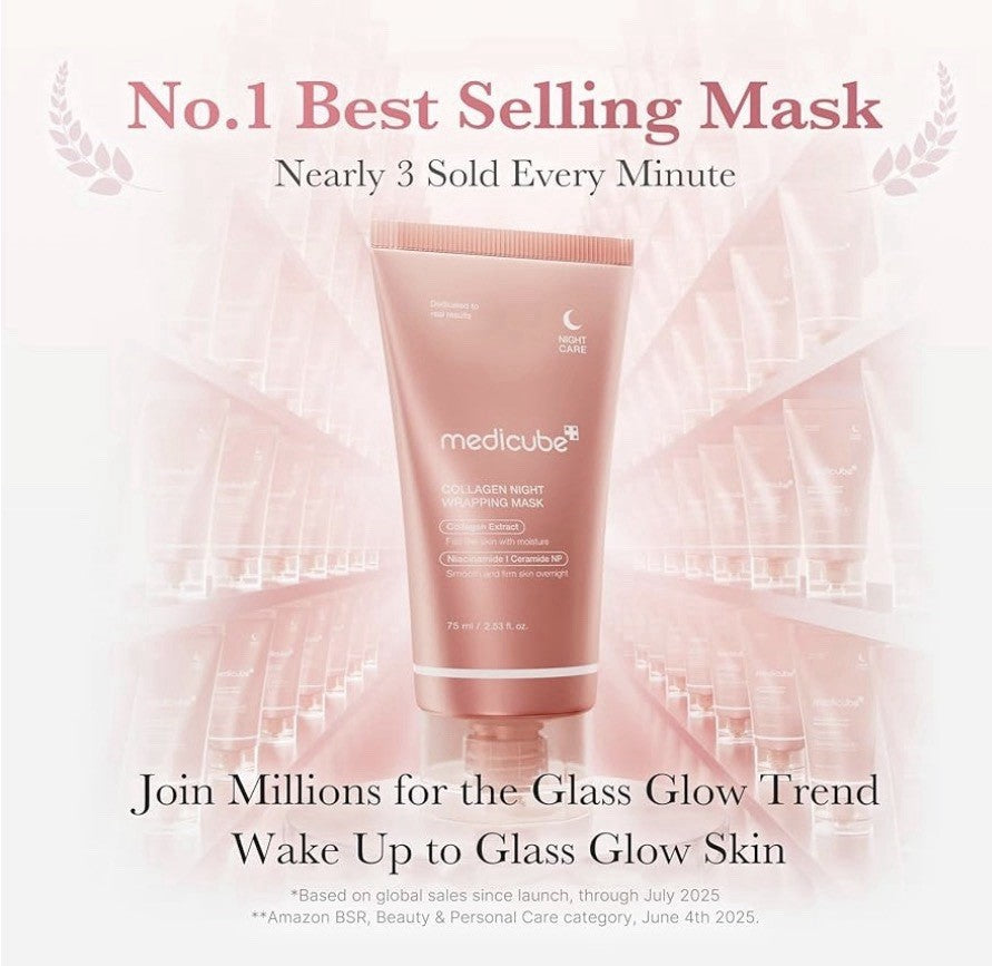 MEDICUBE Collagen Night Wrapping Mask 2.53 Fl Oz + Silicone Brush | Exp:2028